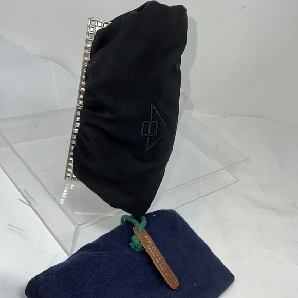 Bottega Veneta Black Silk Nylon Silver and Crystal Structured Evening Clutch Bag - Picture 2 of 13
